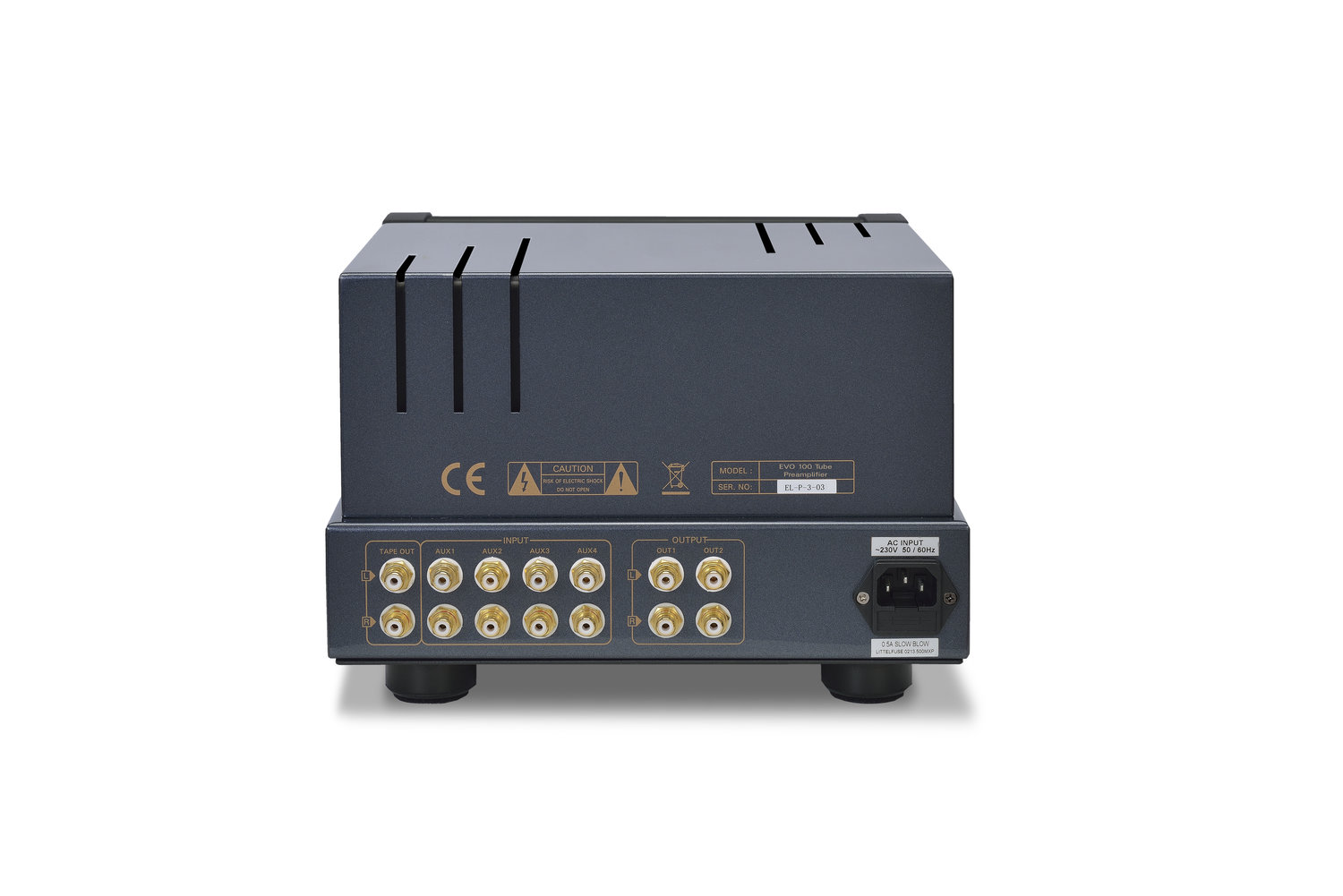 157b+-+PrimaLuna+EVO+100+Tube+Preamplifier+-+silver+-+back+-+white+background