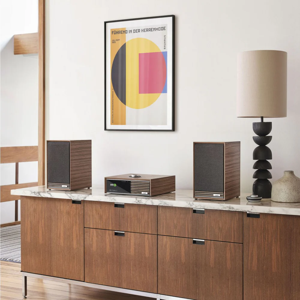 Ruark-Audio-R610-and-Sabre-R-Streaming-System-Walnut-in-room-Vinyl-Revival