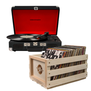 Crosley Cruiser Bluetooth Portable Turntable - Black + Bundled Crosley Record Storage Crate