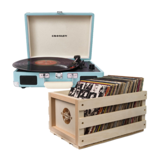 Crosley Cruiser Bluetooth Portable Turntable - Turquoise + Bundled Crosley Record Storage Crate