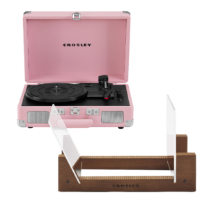 Crosley Cruiser Bluetooth Portable Turntable - Blush Pink + Bundled Crosley Record Storage Display Stand
