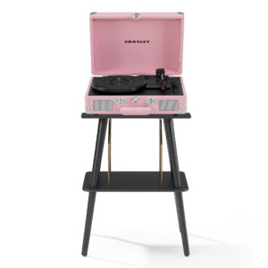 Crosley Cruiser Bluetooth Portable Turntable + Crosley Turntable Stand Bundle- Blush Pink