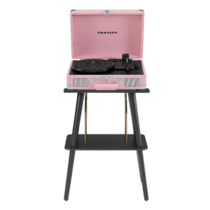 Crosley Cruiser Bluetooth Portable Turntable + Crosley Turntable Stand Bundle- Blush Pink