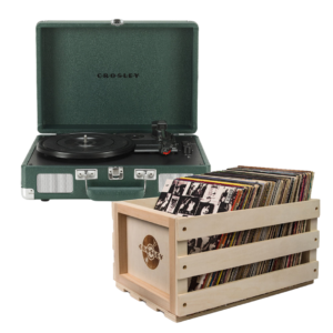 Crosley Cruiser Bluetooth Portable Turntable - Emerald Green + Bundled Crosley Record Storage Crate