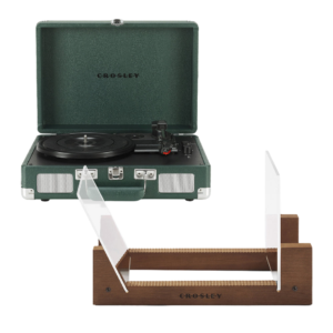 Crosley Cruiser Bluetooth Portable Turntable - Emerald Green + Bundled Crosley Record Storage Display Stand