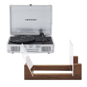 Crosley Cruiser Bluetooth Portable Turntable - Silver + Bundled Crosley Record Storage Display Stand