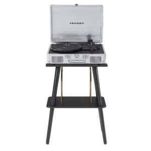 Crosley Cruiser Bluetooth Portable Turntable + Crosley Turntable Stand Bundle - Silver
