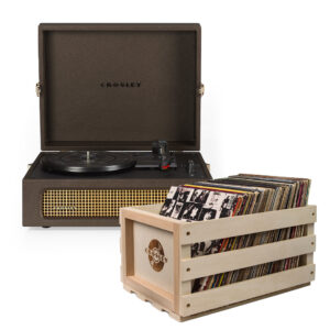 Crosley Voyager Bluetooth Portable Turntable - Cocoa + Bundled Record Storage Crate