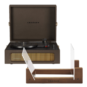 Crosley Voyager Bluetooth Portable Turntable - Cocoa + Bundled Crosley Record Storage Display Stand