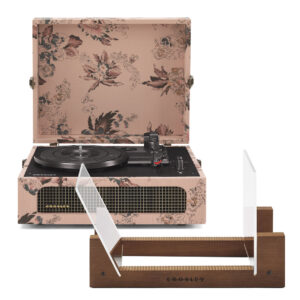 Crosley Voyager Bluetooth Portable Turntable - Floral + Bundled Crosley Record Storage Display Stand