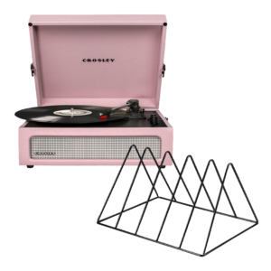 Crosley Voyager Bluetooth Portable Turntable - Amethyst + Gadhouse Vinyl Rack Bundle - Black