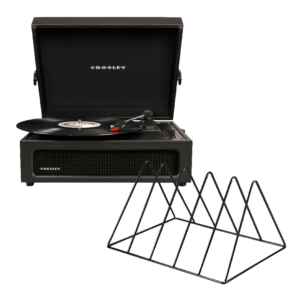 Crosley Voyager Bluetooth Portable Turntable - Black + Gadhouse Vinyl Rack Bundle - Black
