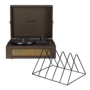 Crosley Voyager Bluetooth Portable Turntable - Cocoa + Gadhouse Vinyl Rack Bundle - Black