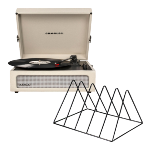 Crosley Voyager Bluetooth Portable Turntable - Dune + Gadhouse Vinyl Rack Bundle - Black