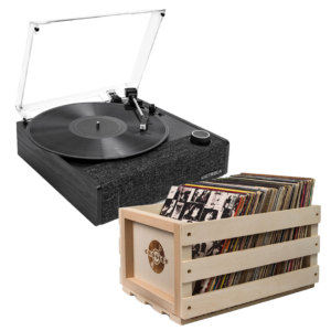 Victrola Eastwood II Turntable - Black + Bundled Record Storage Crate