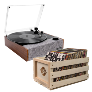 Victrola Eastwood II Turntable - Walnut + Bundled Record Storage Crate