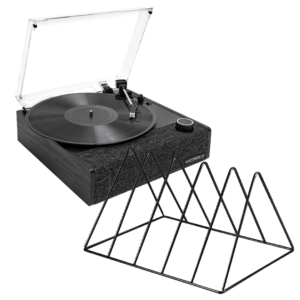 Victrola Eastwood II Turntable - Black + Gadhouse Vinyl Rack Bundle - Black