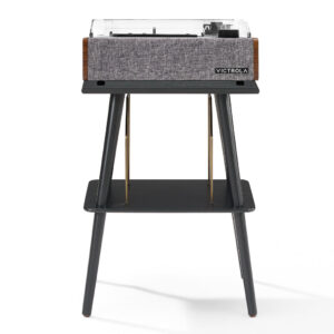 Victrola Eastwood II Turntable - Walnut + Turntable Stand Bundle - Black
