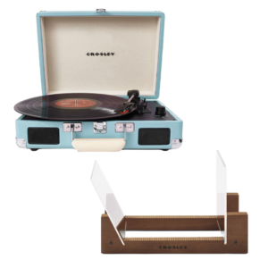 Crosley Cruiser Bluetooth Portable Turntable - Turquoise + Bundled Crosley Record Storage Display Stand