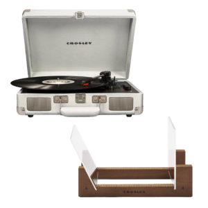 Crosley Cruiser Bluetooth Portable Turntable - White Sands + Bundled Crosley Record Storage Display Stand