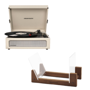 Crosley Voyager Bluetooth Portable Turntable - Dune + Bundled Crosley Record Storage Display Stand